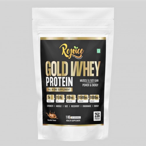 Rejoice Gold Whey Protein 1kg | 25g Protein Per Serving | Muscle Recovery & Strength | Fast Absorbing Whey for Gym & Fitness