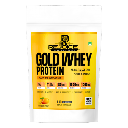 Rejoice Gold Whey Protein 1kg | 25g Protein | Mango Flavor | Muscle Recovery & Strength